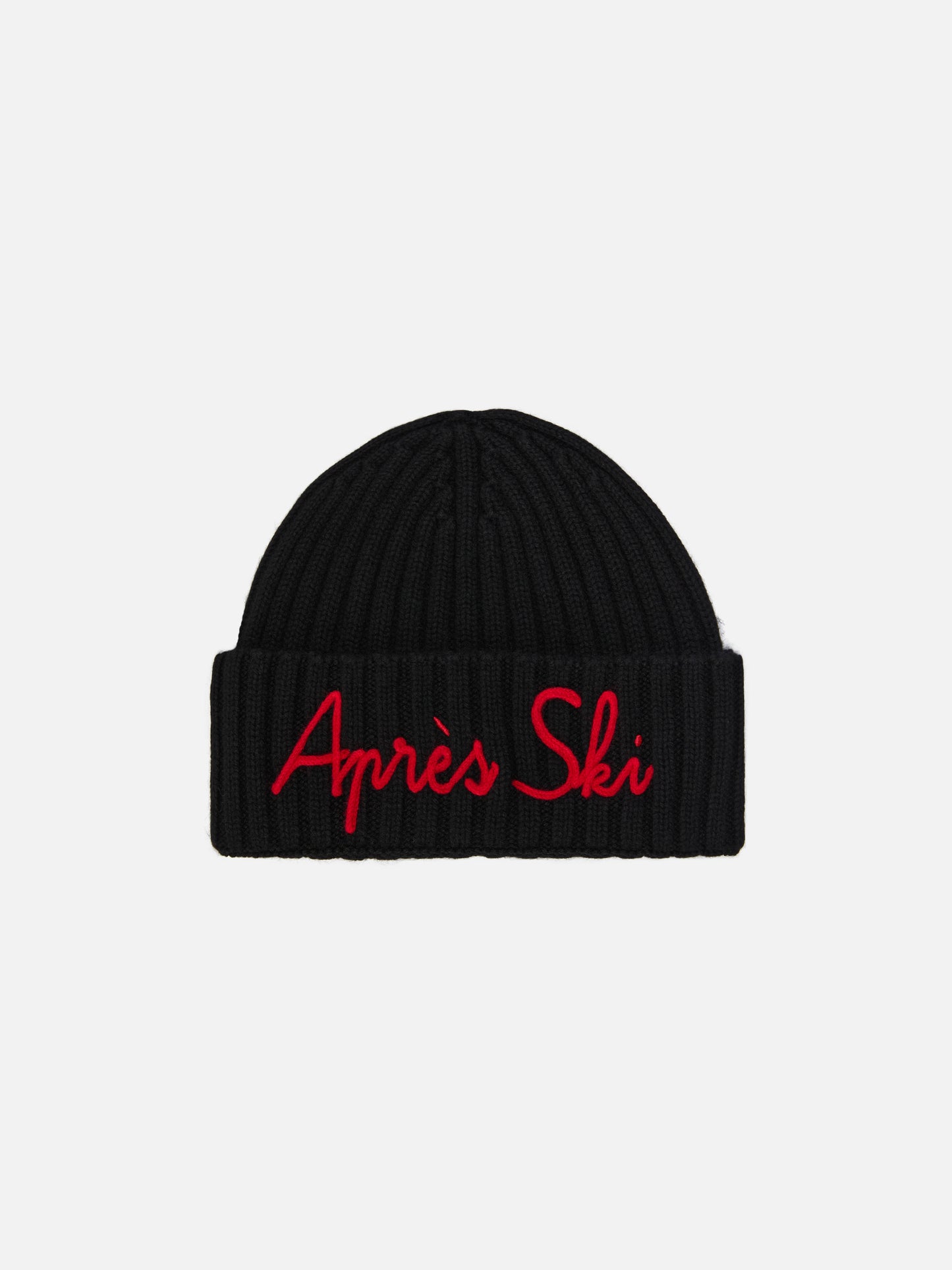 Wengen beanie in cashmere blend in black with Après Ski embroidery