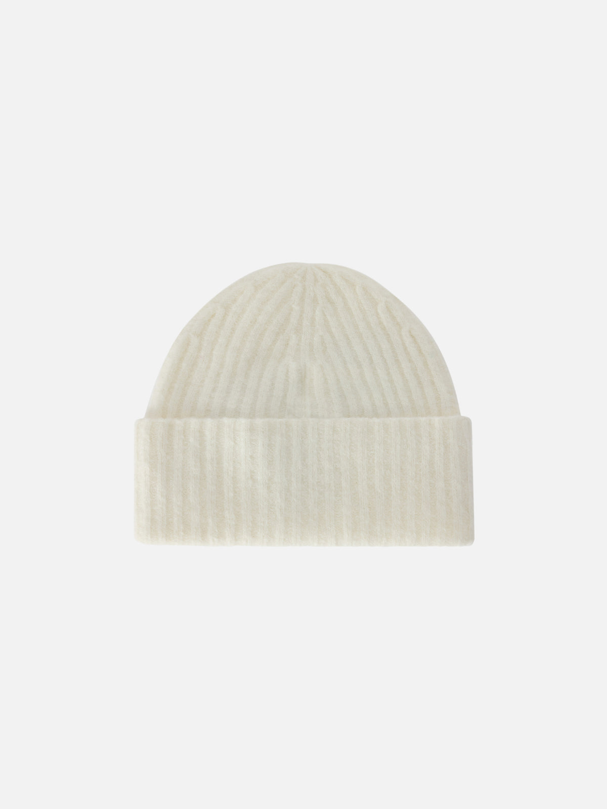 Berretto Wengen panna in misto alpaca con ricamo logo