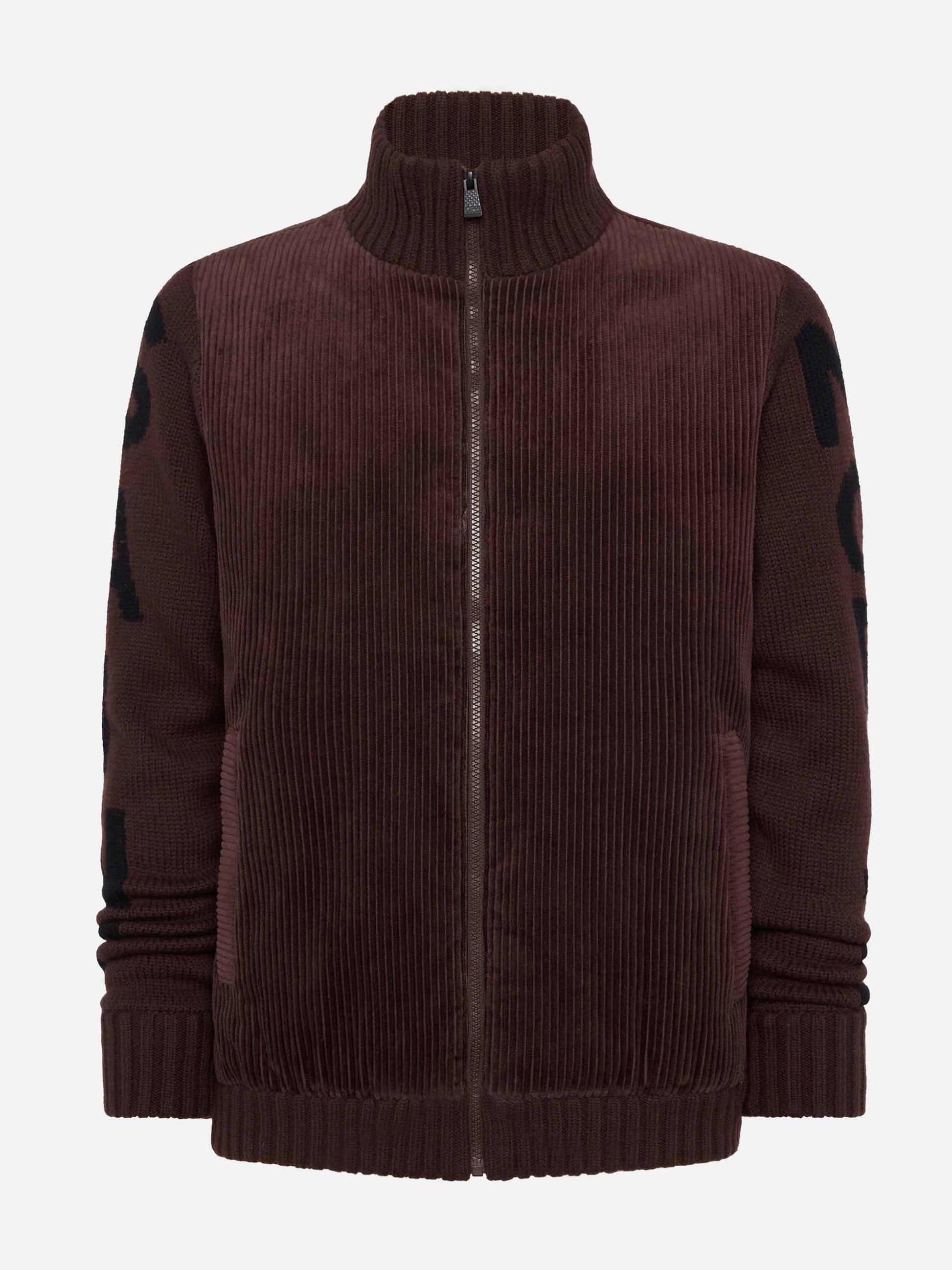 Brown padded jacket Whistler with knitted sleeves - MC2 Saint Barth