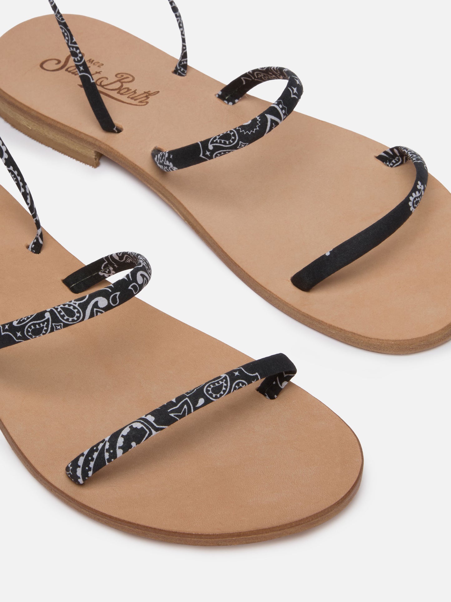 Bandanna print Wrap flat Sandals