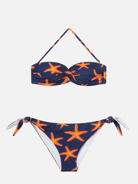 Bikini a fascia Tiarè Yali con stampa stelle marine