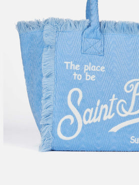 Light blue terry embossed Vanity Sponge tote bag - MC2 Saint Barth