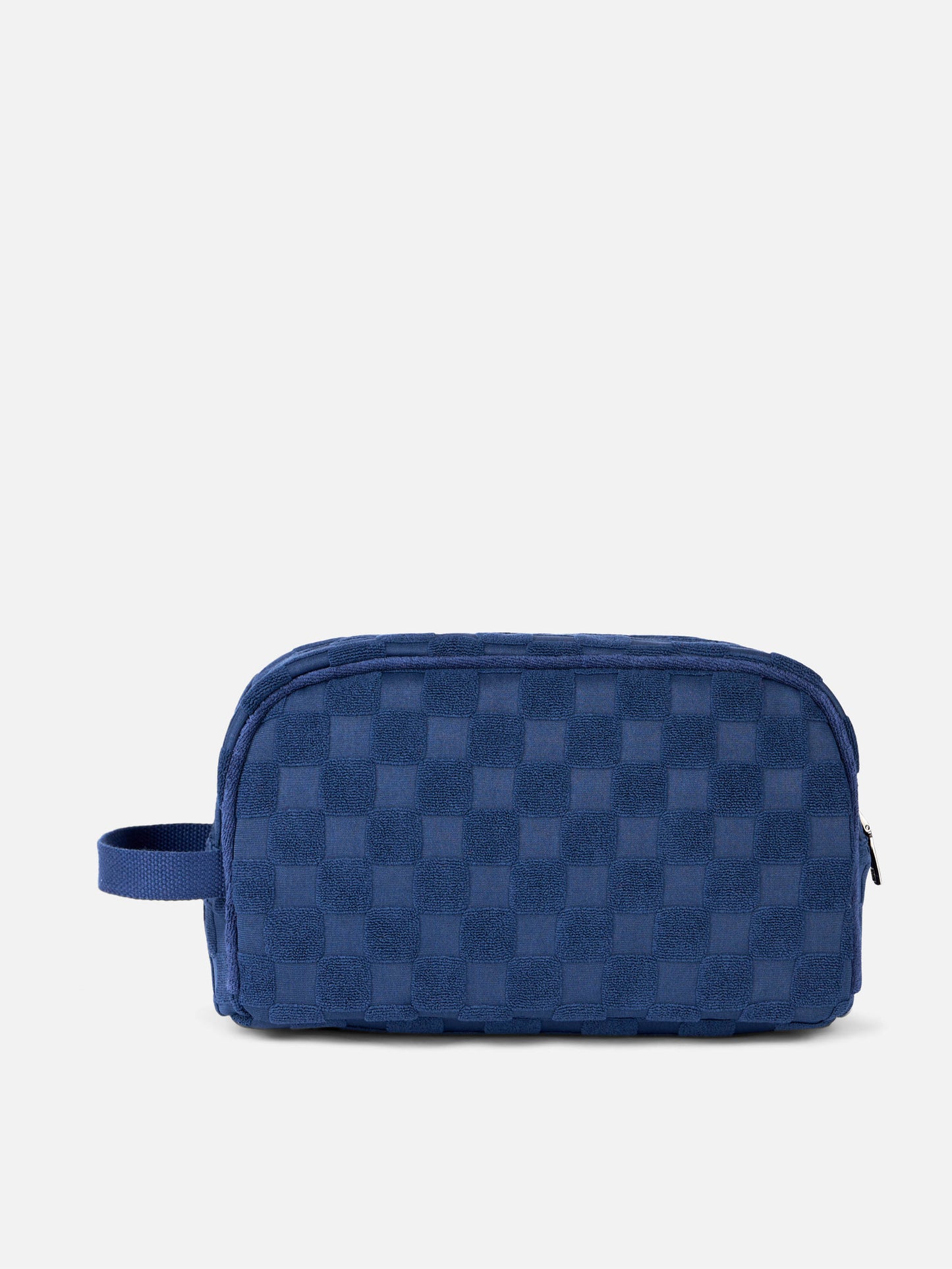 Beauty case in spugna blu goffrata