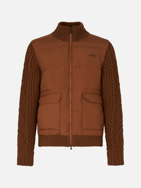 Man brown padded jacket with knitted sleeves - MC2 Saint Barth
