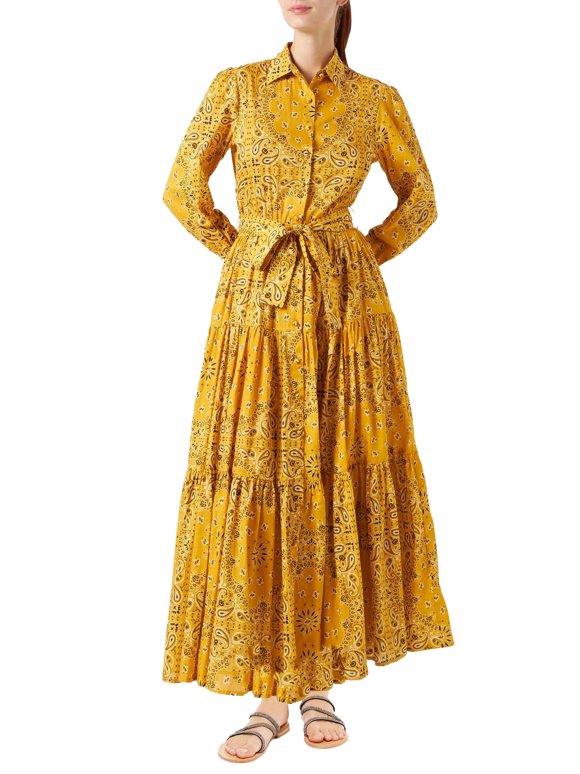 Woman ochre bandanna long dress Jensen - MC2 Saint Barth