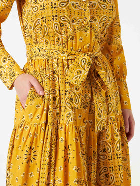 Woman ochre bandanna long dress Jensen - MC2 Saint Barth