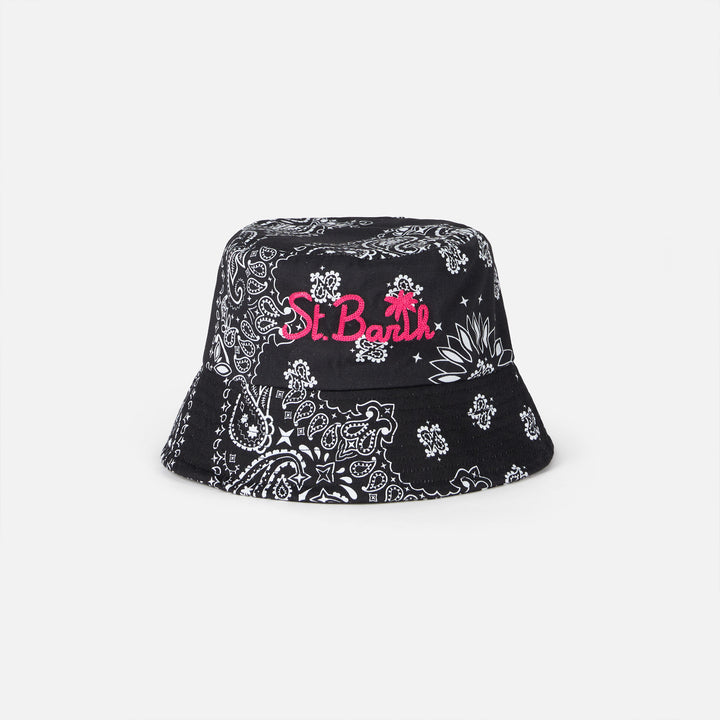 Cotton bucket hat with front embroidery and bandanna pattern - MC2 Saint Barth