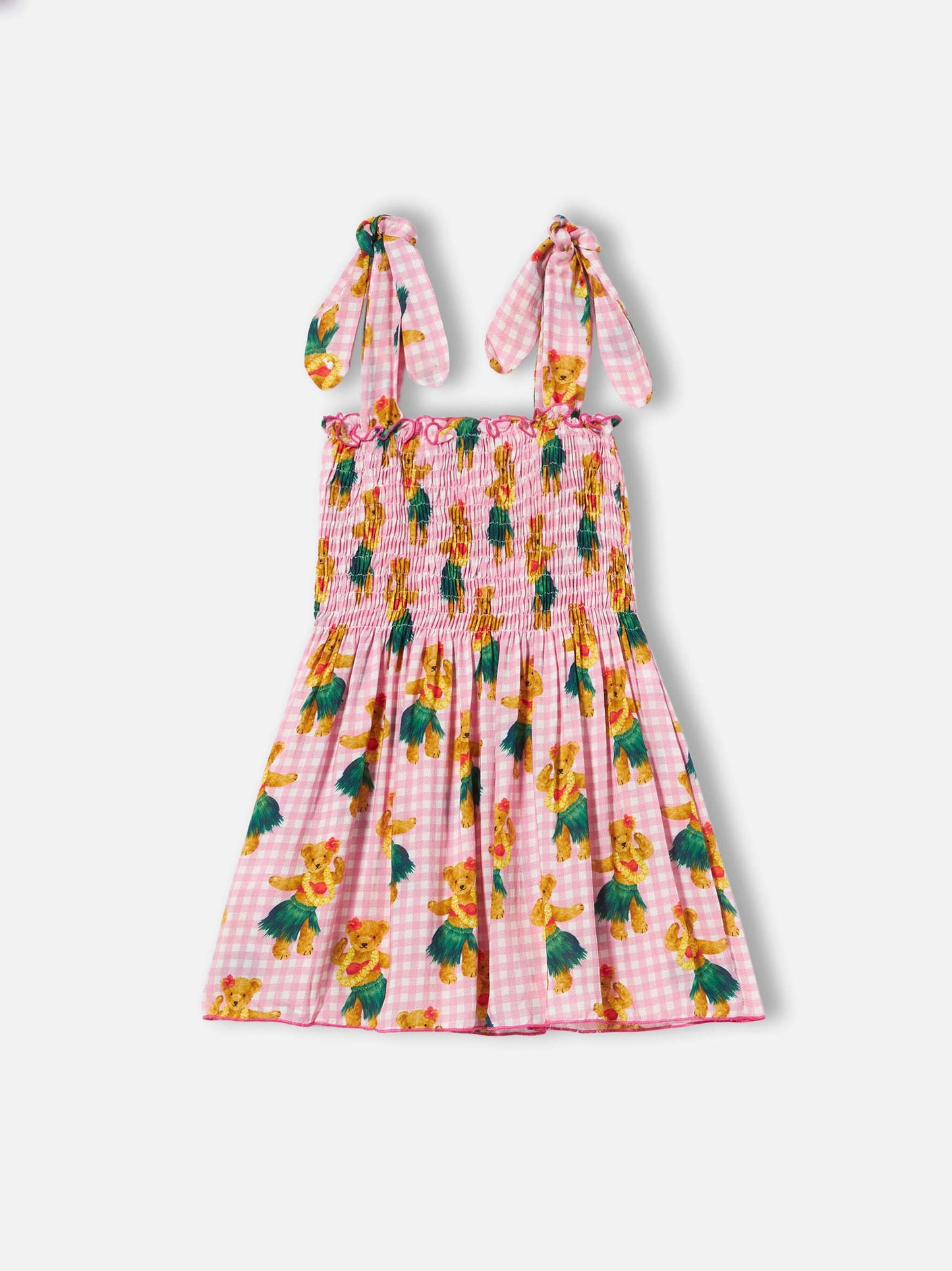 Cotton dress Lola with hawaian bear print