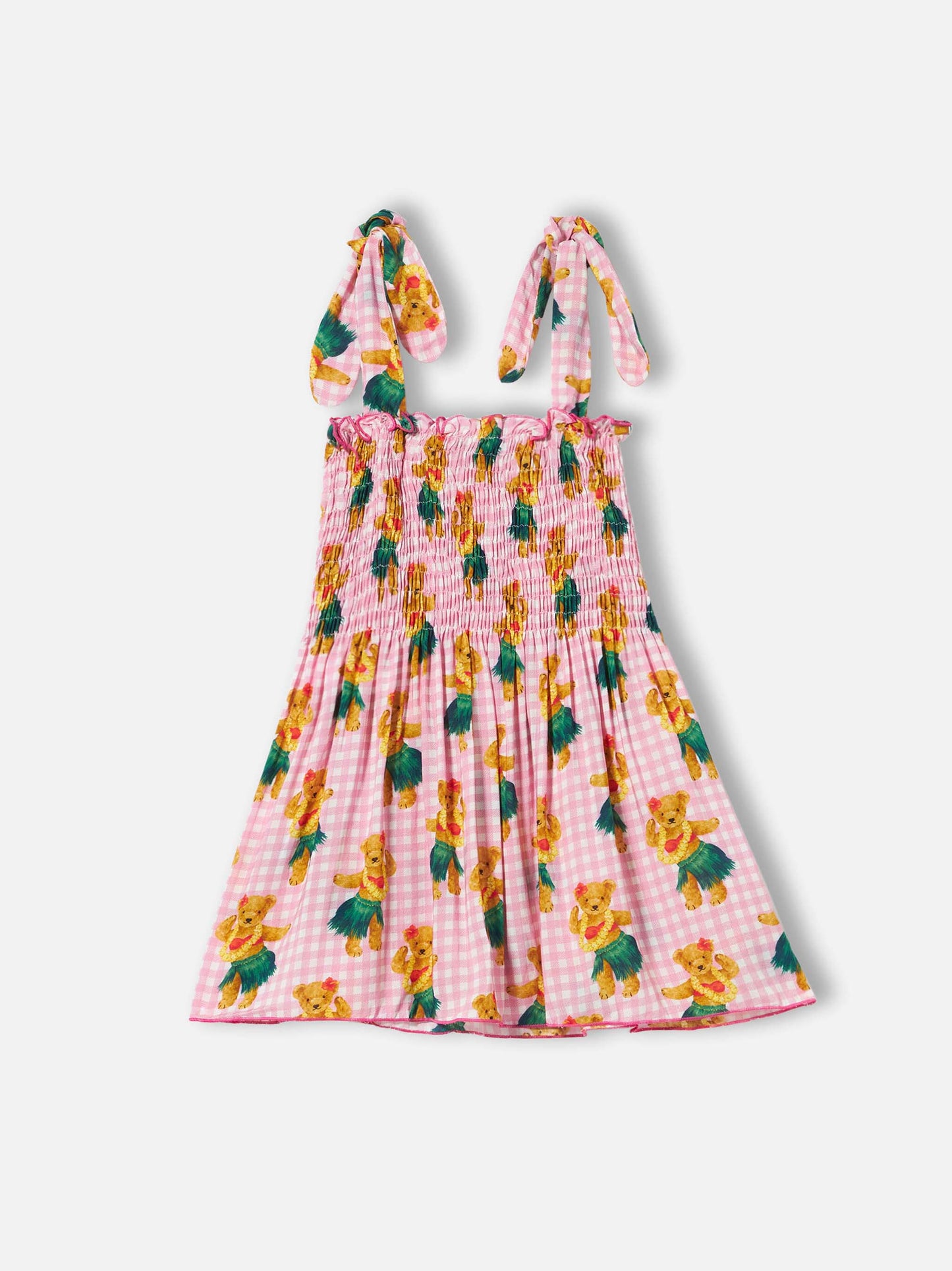 Cotton dress Lola with hawaian bear print