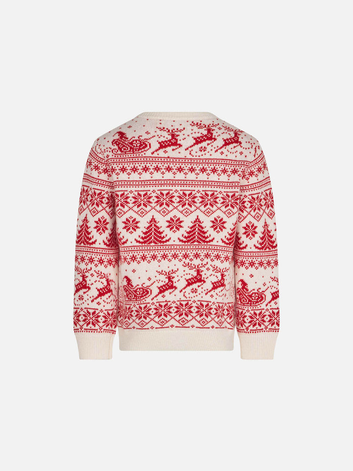 Girl sweater with I believe in Santa jacquard - MC2 Saint Barth