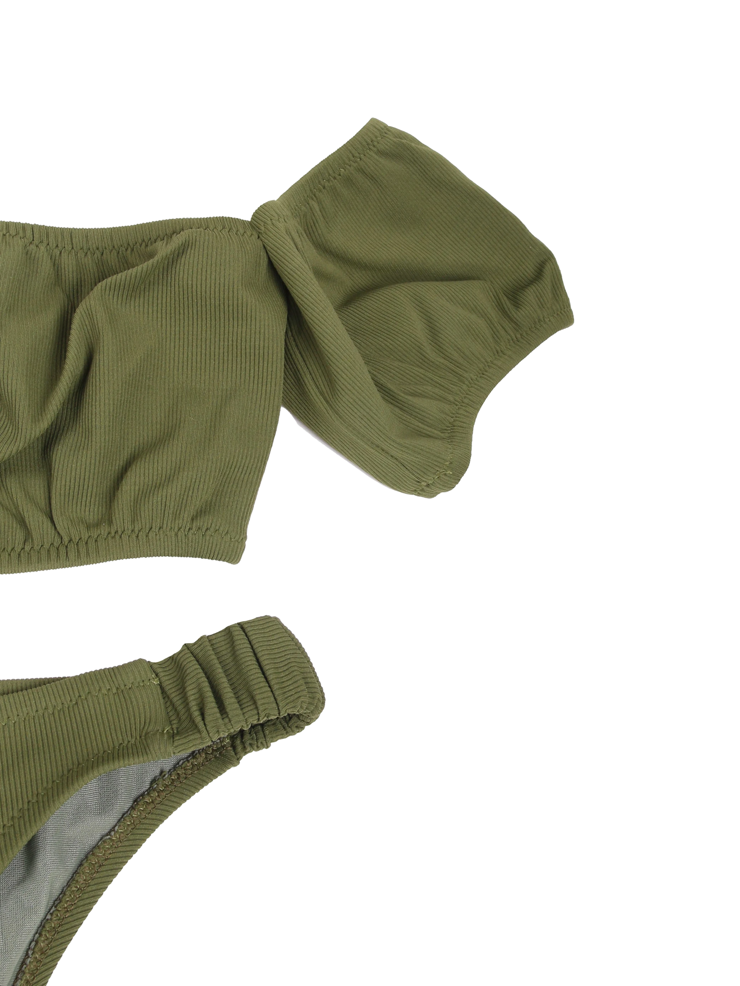Woman military green swim briefs
