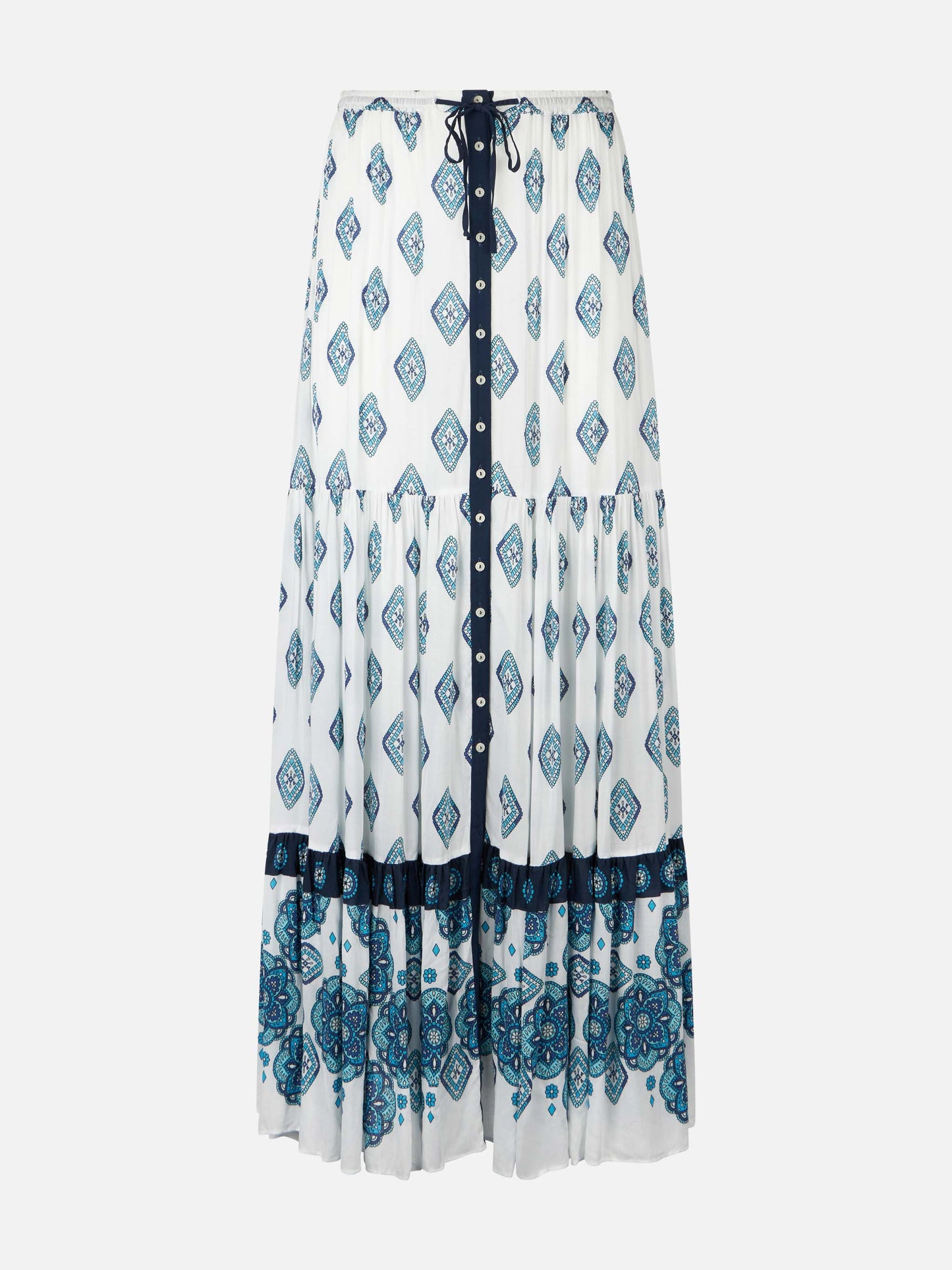 Light blue flower gipsy print long skirt