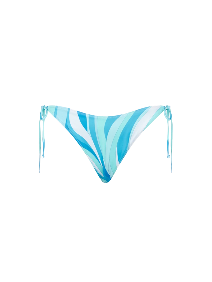 Slip mare donna con fantasia a onde azzurre