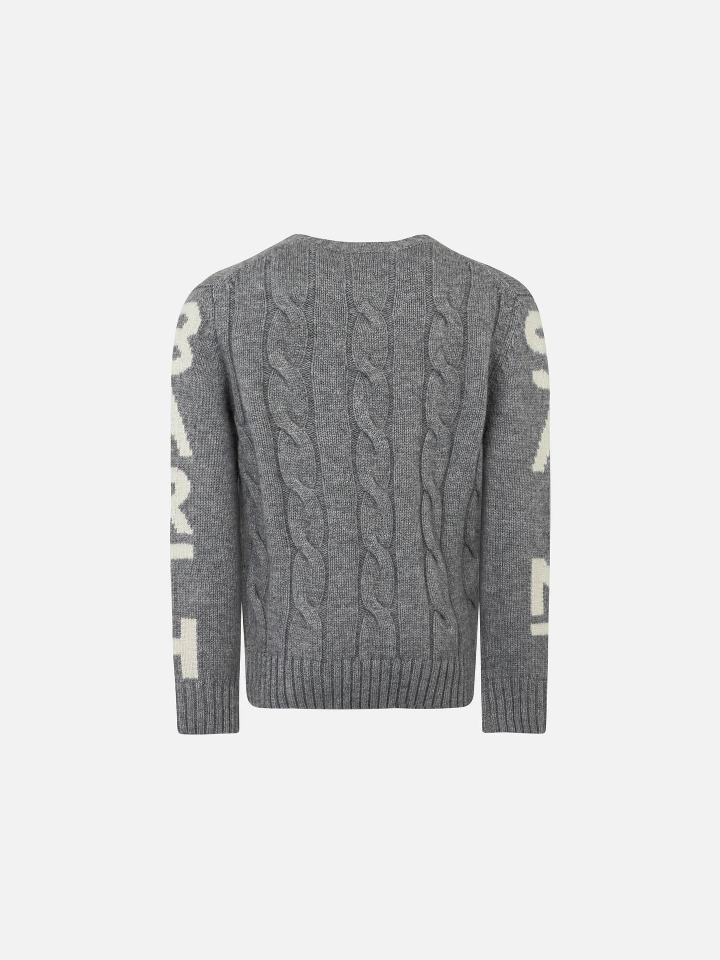 Grauer Zopfmusterpullover für Jungen Bergen Jr mit Saint Barth Jacquard