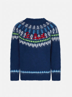 Boy brushed sweater with icelandic jacquard - MC2 Saint Barth