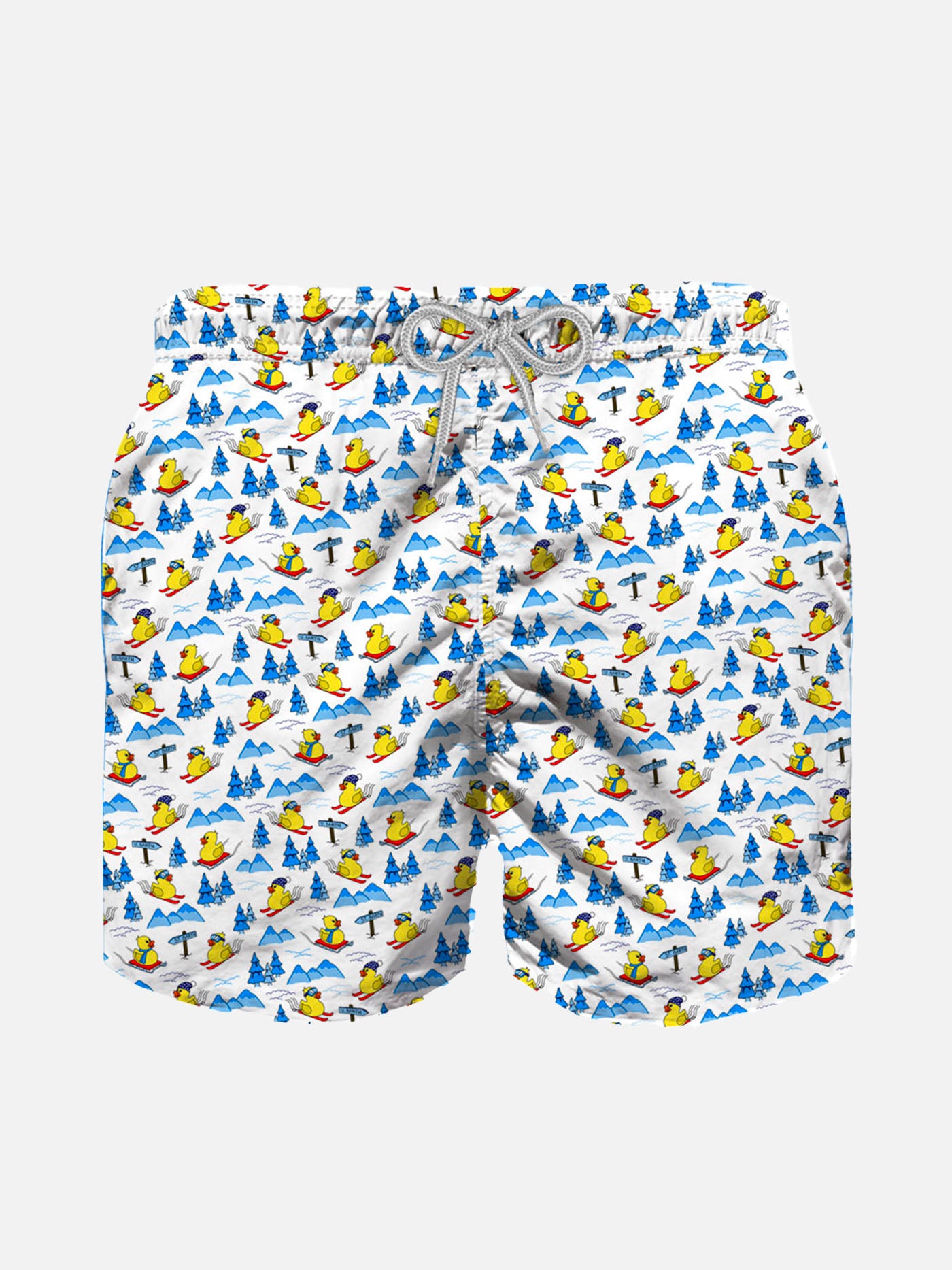 Boy light fabric swim shorts with snowy ducky