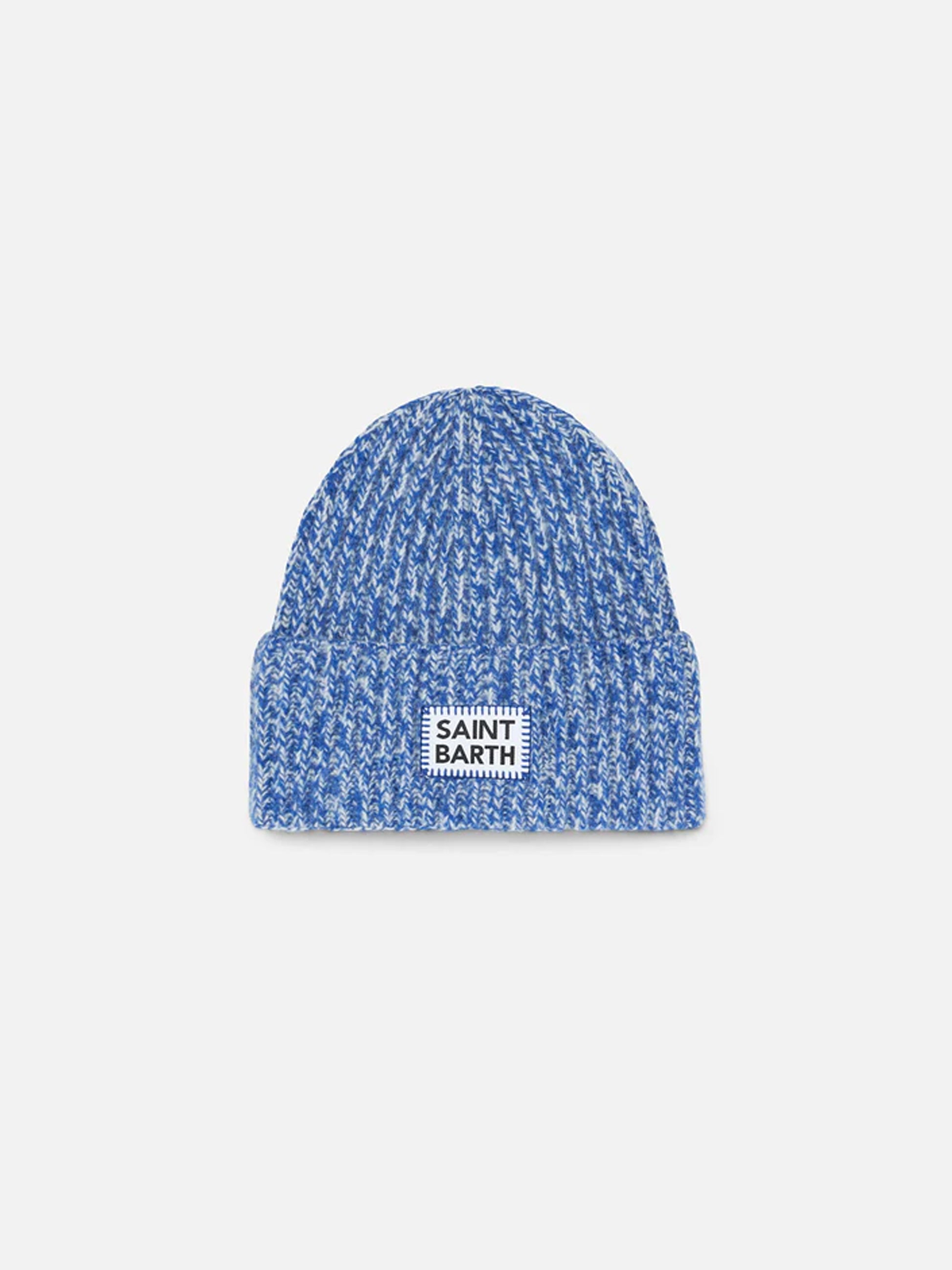 Kid white and bluette mouliné beanie with Saint Barth embroidery - MC2 Saint Barth