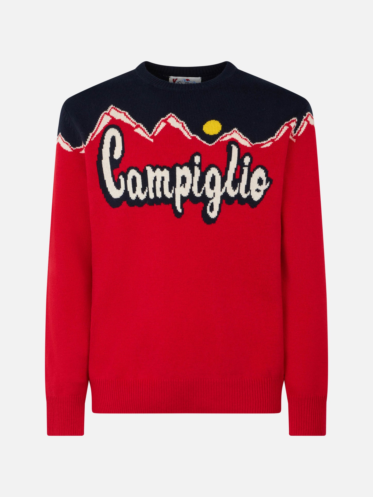 Rundhalspullover für Herren mit Campiglio-Sonnen-Jacquard