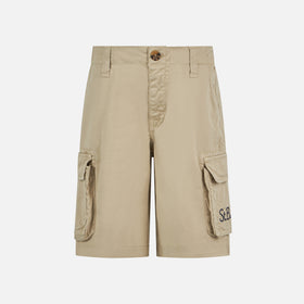 Boy beige cotton cargo shorts - MC2 Saint Barth