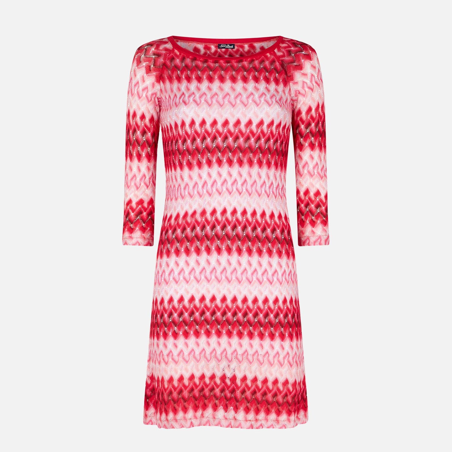 Multicolor red knitted mini dress