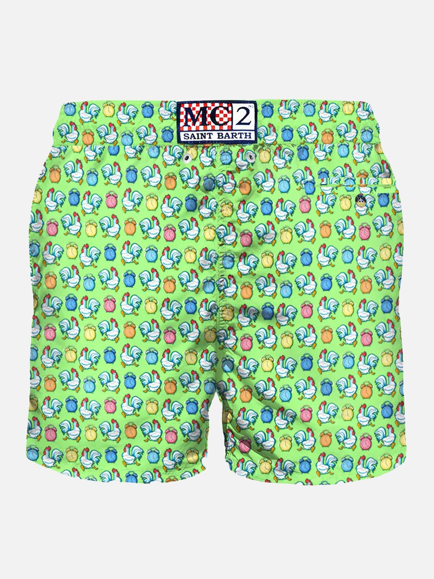 Light fabric man swim shorts roosters print