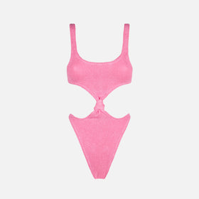 Geknoteter rosa Crinkle-Trikini