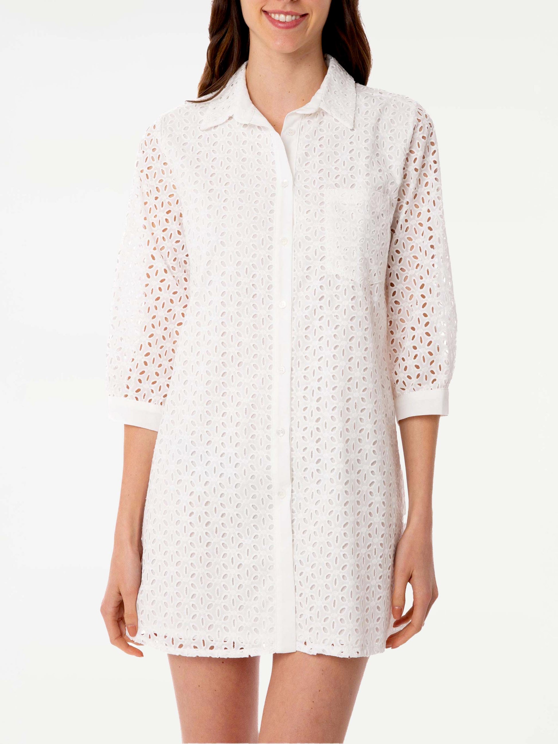 Woman white Sangallo shirt mini dress - MC2 Saint Barth