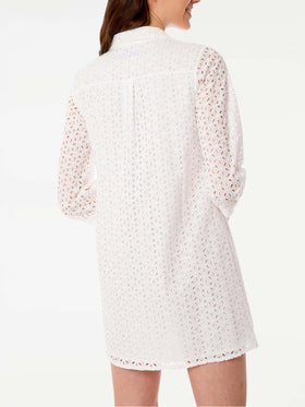 Woman white Sangallo shirt mini dress - MC2 Saint Barth