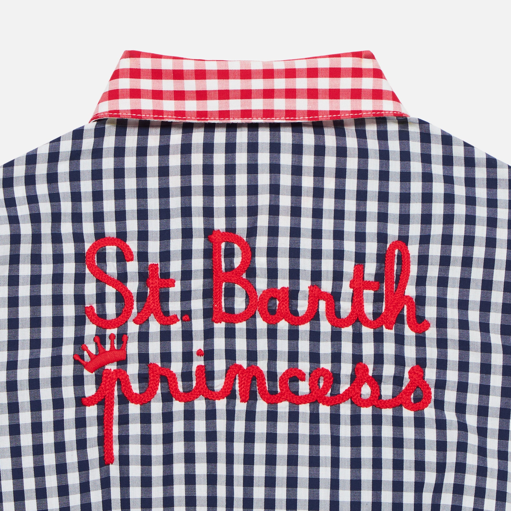Girl gingham dress with St. Barth Princess embroidery - MC2 Saint Barth