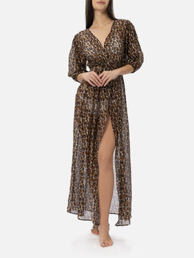 Cotton and silk long dress Bliss with animalier print - MC2 Saint Barth
