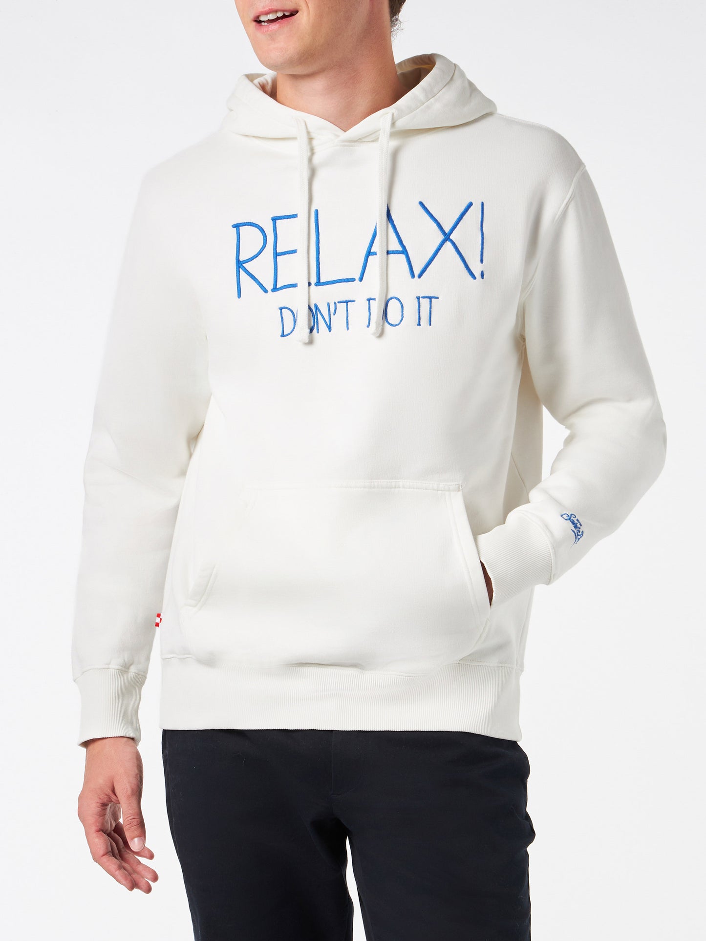 Man white hoodie with Relax Don't do it embroidery - MC2 Saint Barth