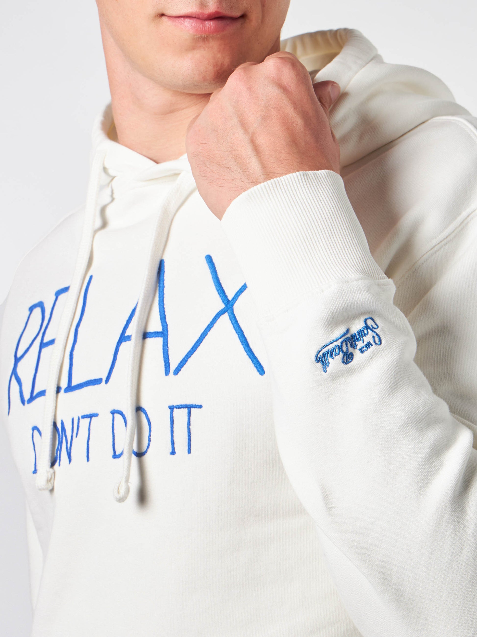 Man white hoodie with Relax Don't do it embroidery - MC2 Saint Barth