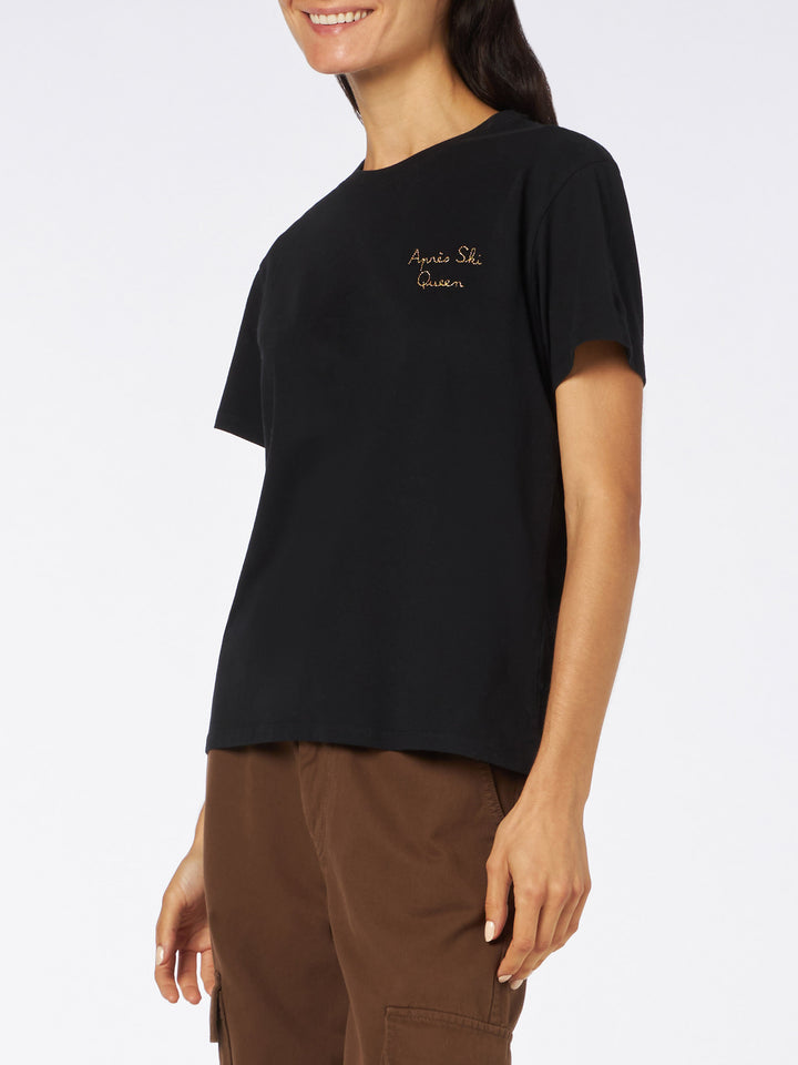 Woman heavy cotton t-shirt with Aprés Ski Queen embroidery - MC2 Saint Barth
