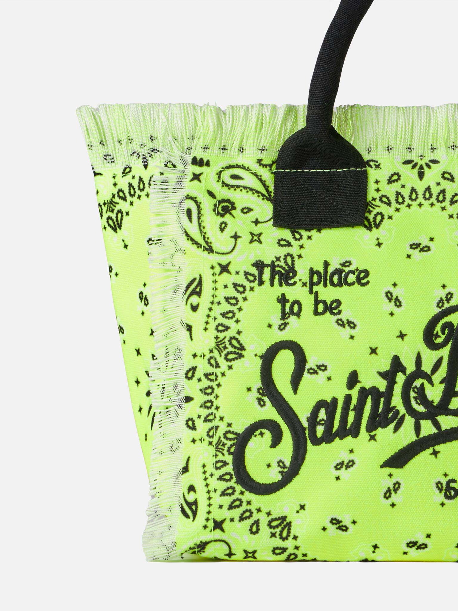 Colette fluo yellow handbag with bandanna print - MC2 Saint Barth