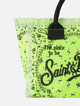Colette fluo yellow handbag with bandanna print - MC2 Saint Barth