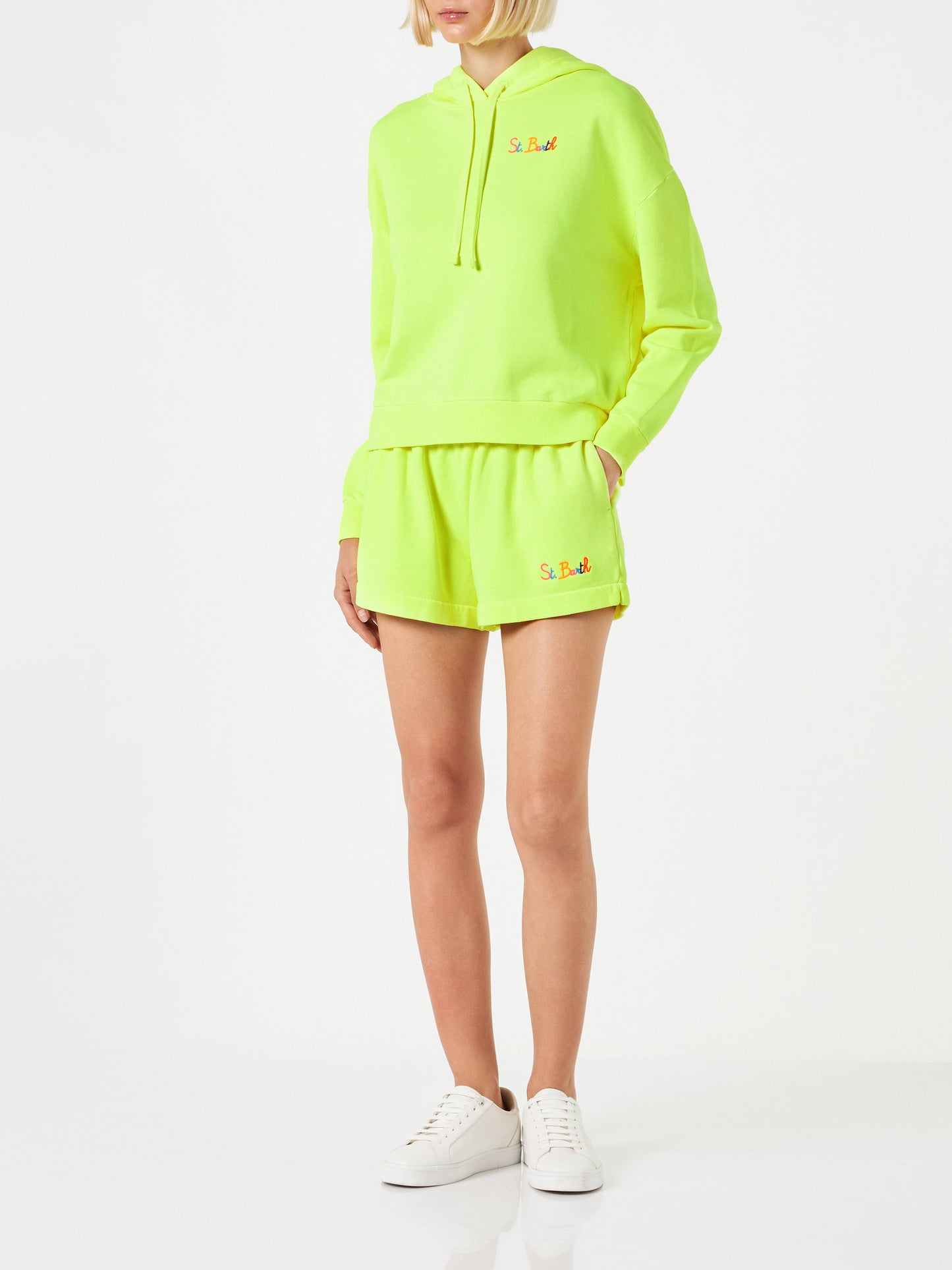 Fluo yellow hoodie with St. Barth embroidery - MC2 Saint Barth
