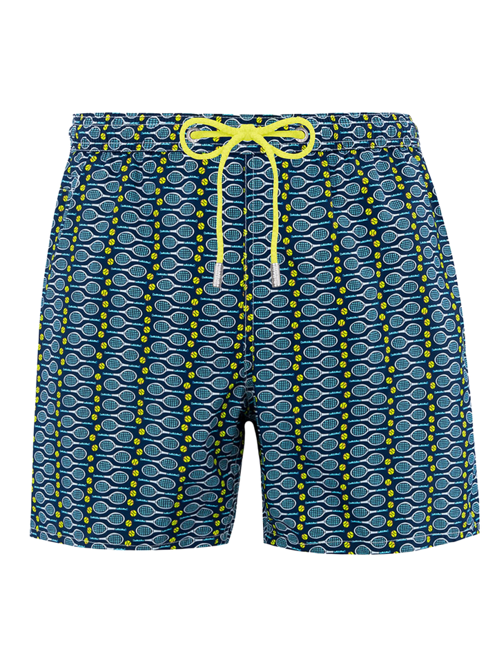Man lightweight fabric swim-shorts Lighting Micro Fantasy with tennis print - MC2 Saint Barth