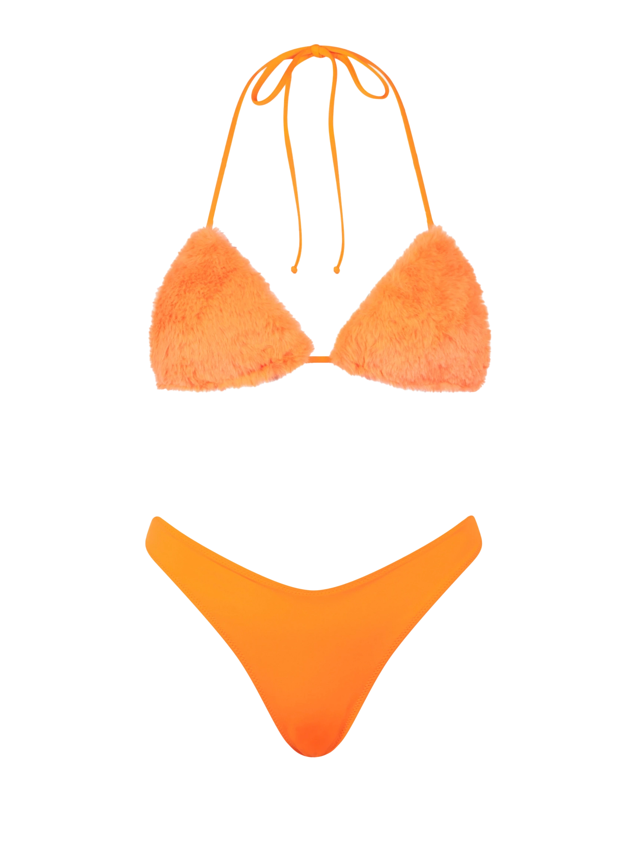【未使用】SeasonBikini コンテストビキニ オレンジ サマスタ FWJ Leah Naomi fluo orange faux fur triangle bikini – MC2 Saint Barth
