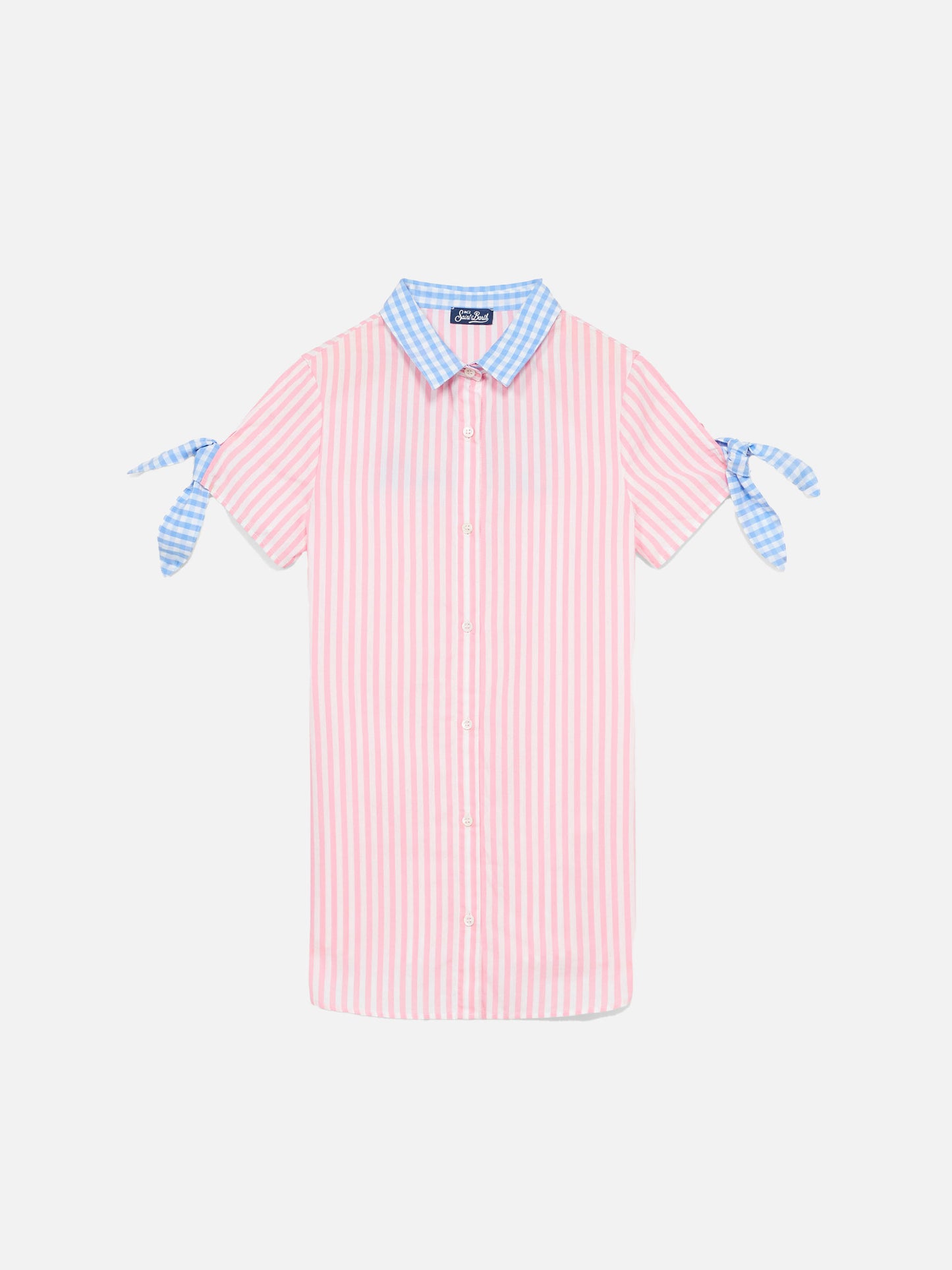 Girl striped shirt dress with embroidery