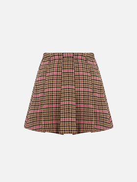 Girl flannel skirt with pied de poul print - MC2 Saint Barth