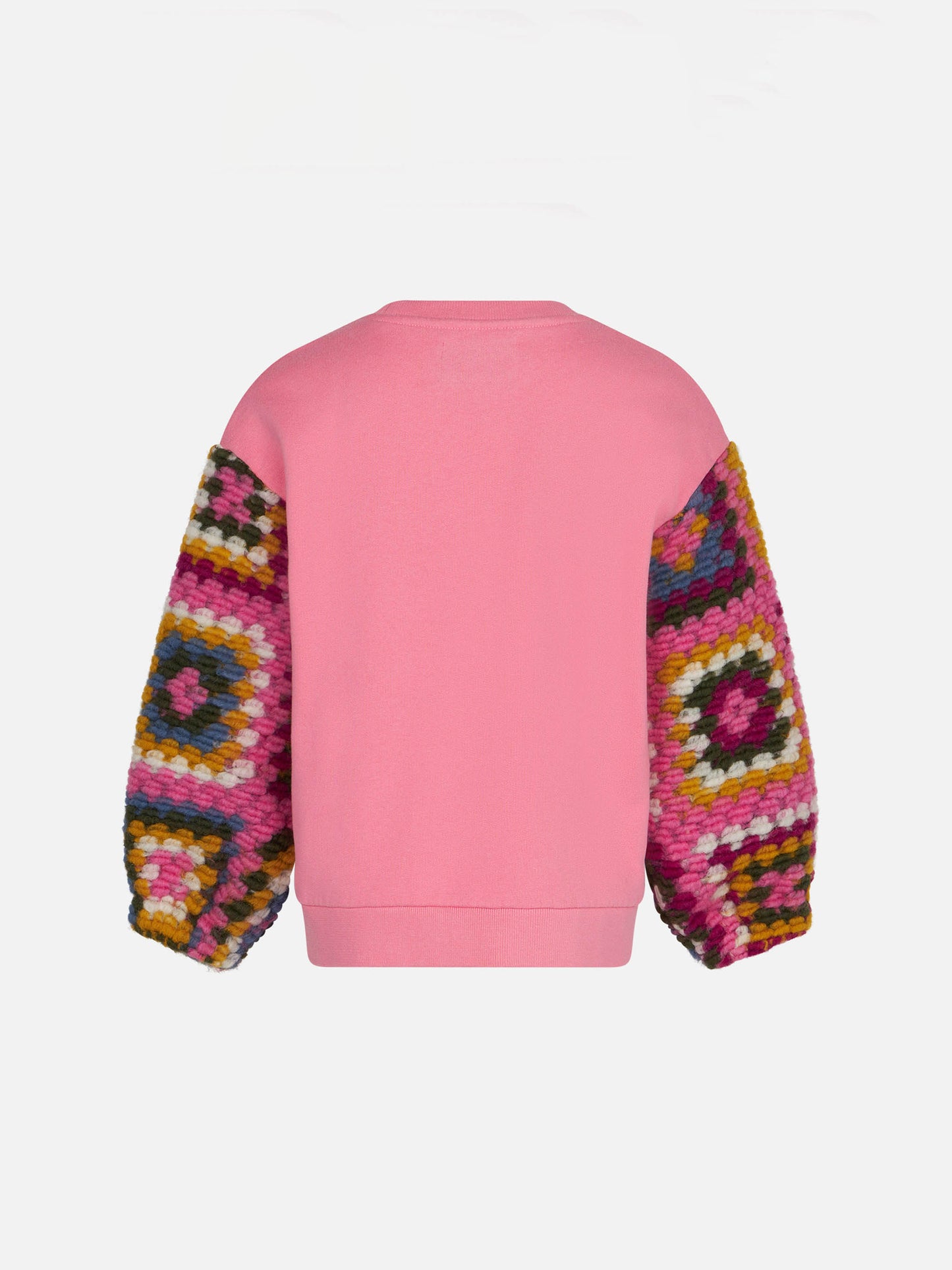 Girl pink sweater with crochet sleeves - MC2 Saint Barth