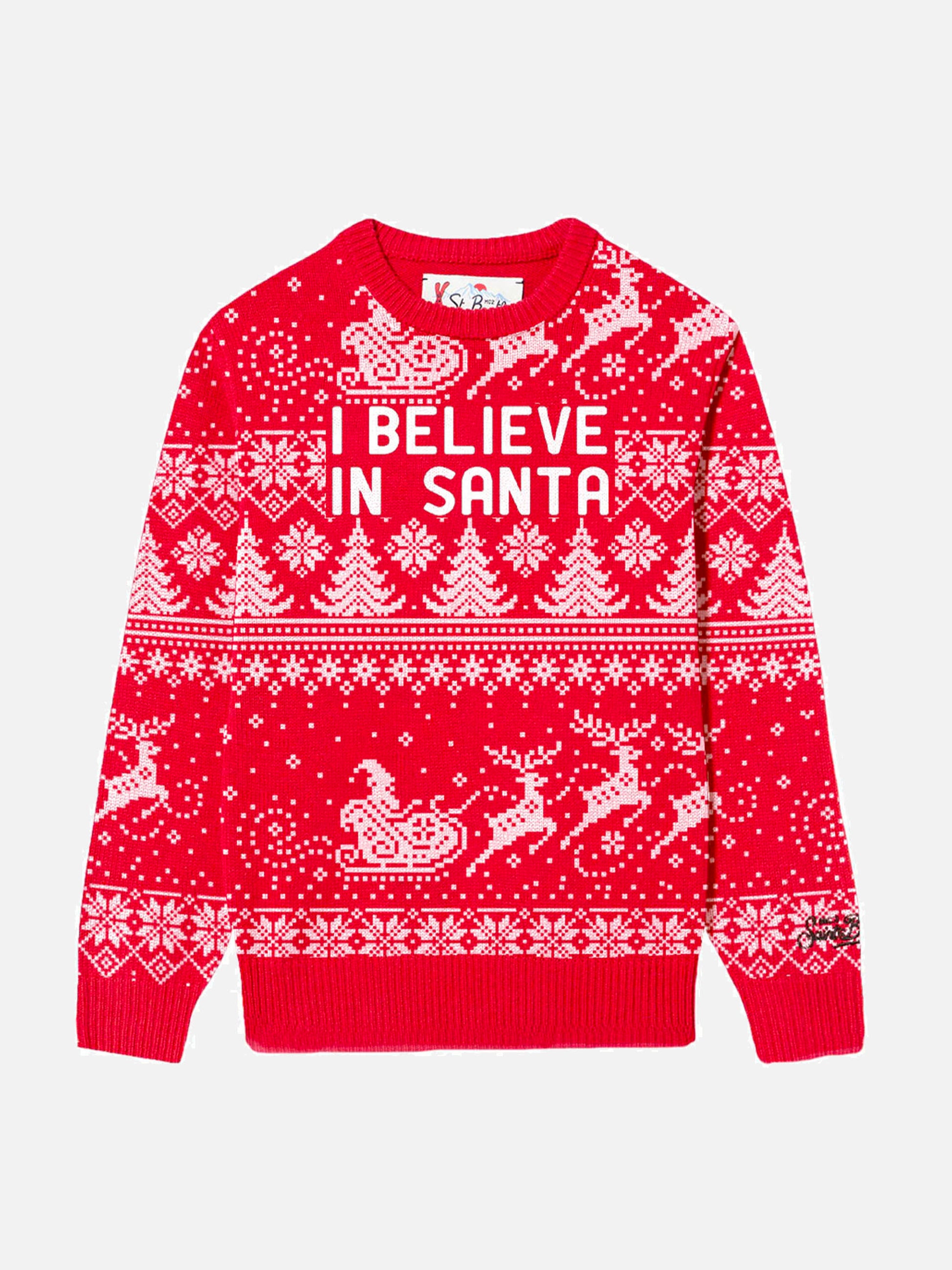 Girl sweater with I believe in Santa lettering - MC2 Saint Barth