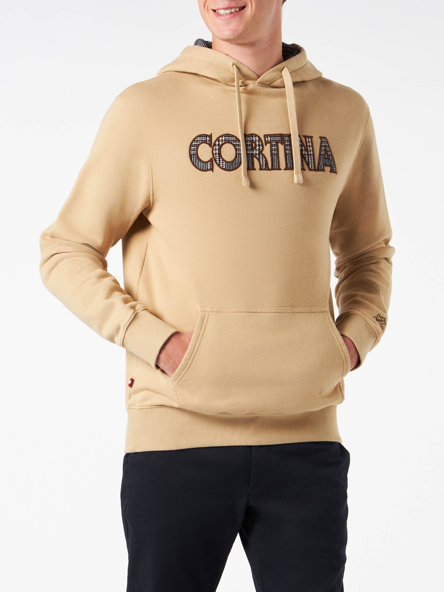 Man beige hoodie with Cortina patch - MC2 Saint Barth