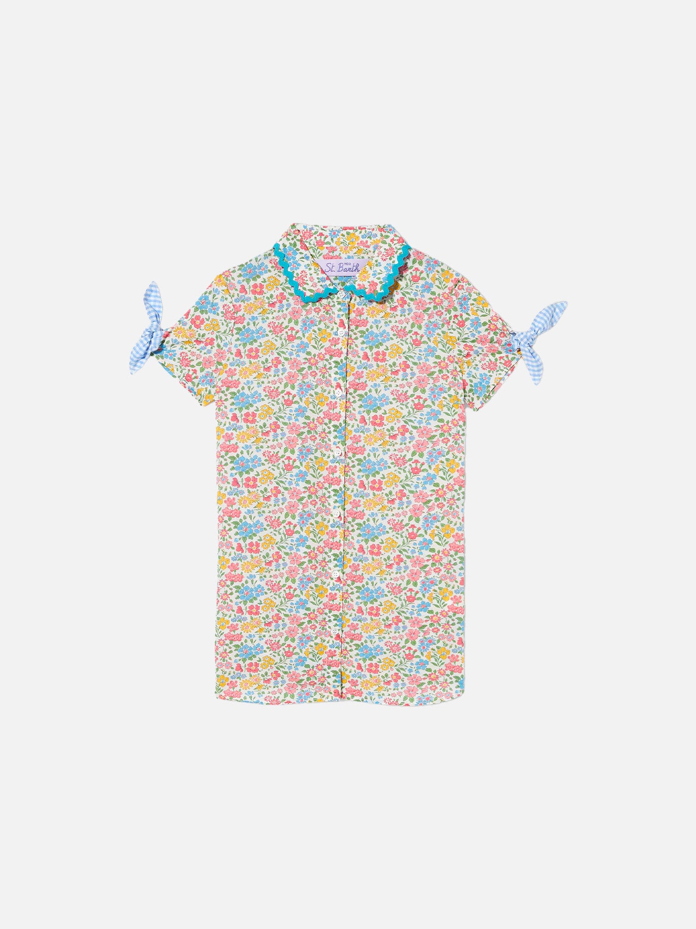 Girl shirt dress with flowers print - MC2 Saint Barth