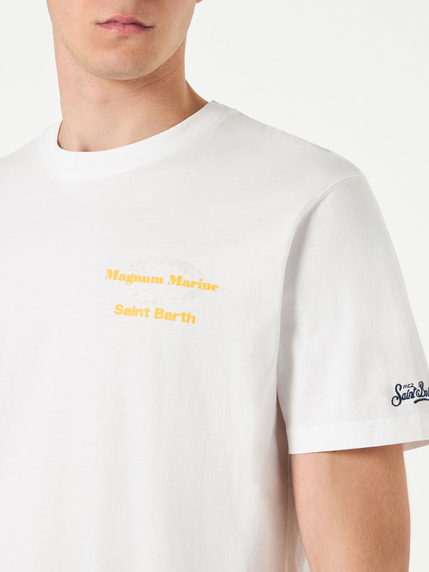 Herren-T-Shirt aus Baumwolle mit Magnum Marine Saint Barth-Aufdruck