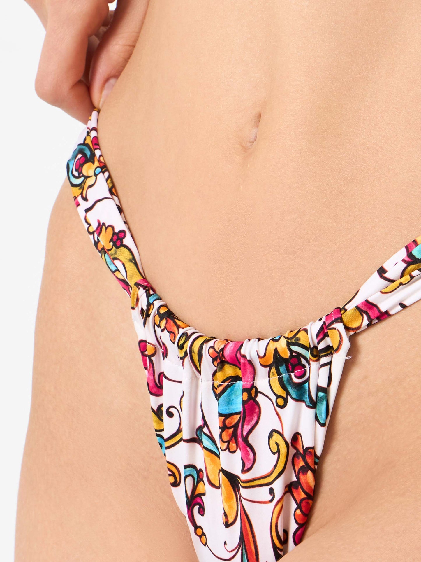 Woman cheeky swim briefs with maiolica print - MC2 Saint Barth