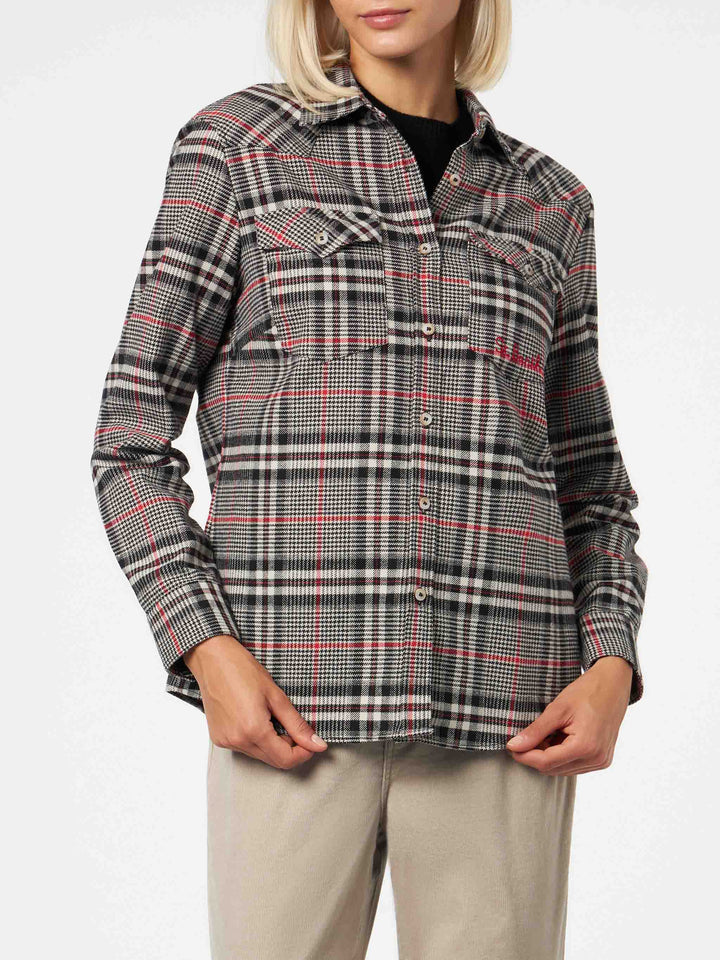 Woman overshirt with Prince of Wales print