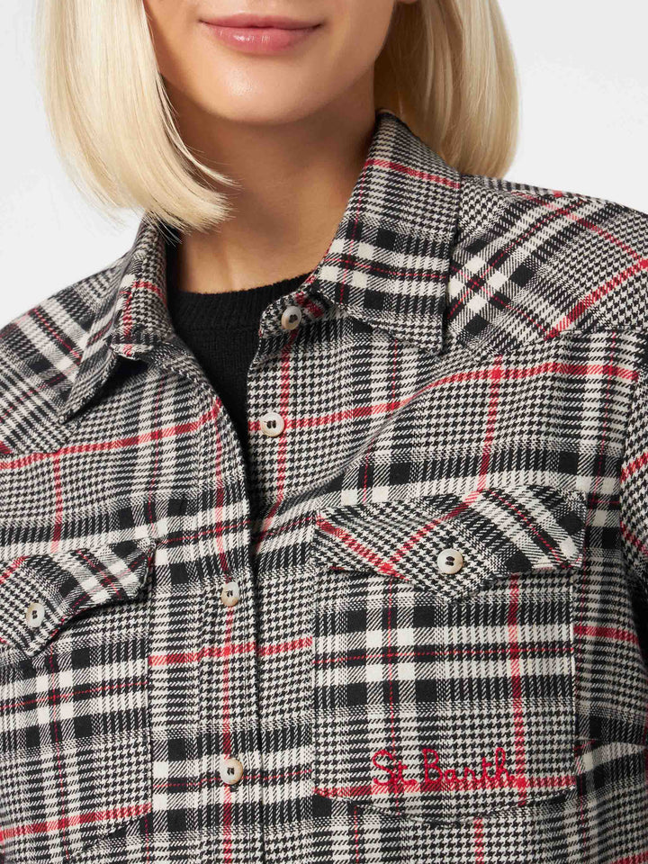 Woman velvet overshirt with Prince of Wales print - MC2 Saint Barth