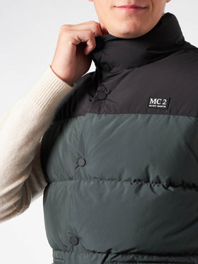 Man down padded green vest with pockets - MC2 Saint Barth