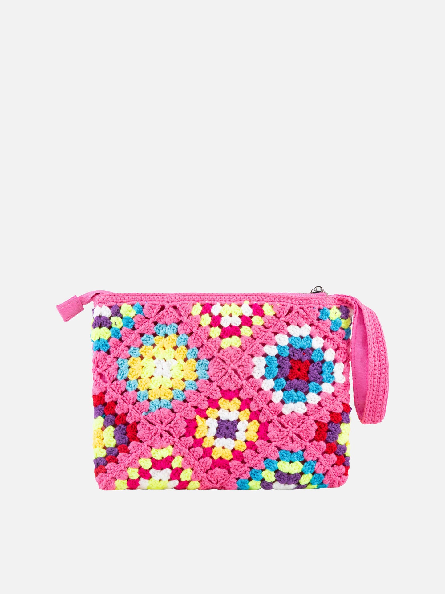 Rosa Parisienne-Häkelclutch mit Saint-Barth-Stickerei